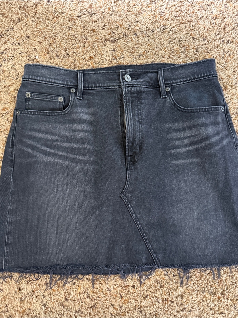 Gap Black Distressed Denim Mini Skirt
